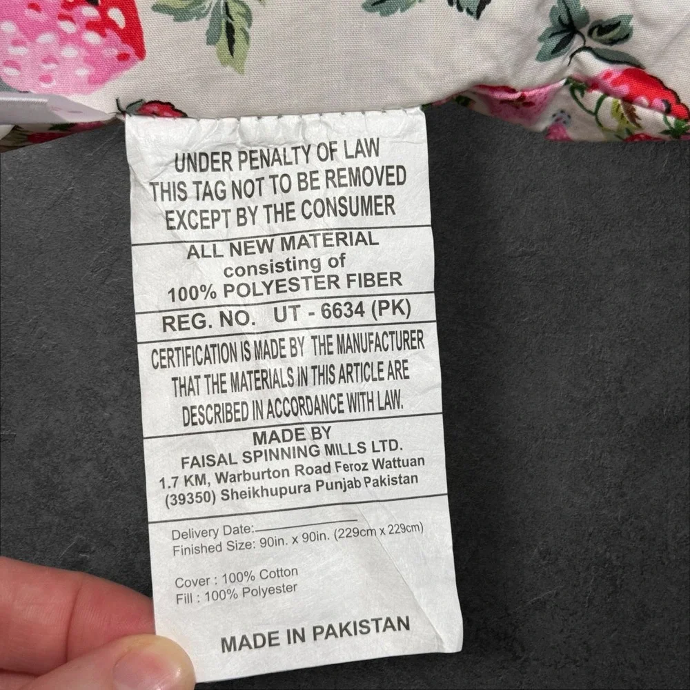 Cath‎ Kidston London Reversible Strawberry Floral Quilted Queen Comforter 90x90